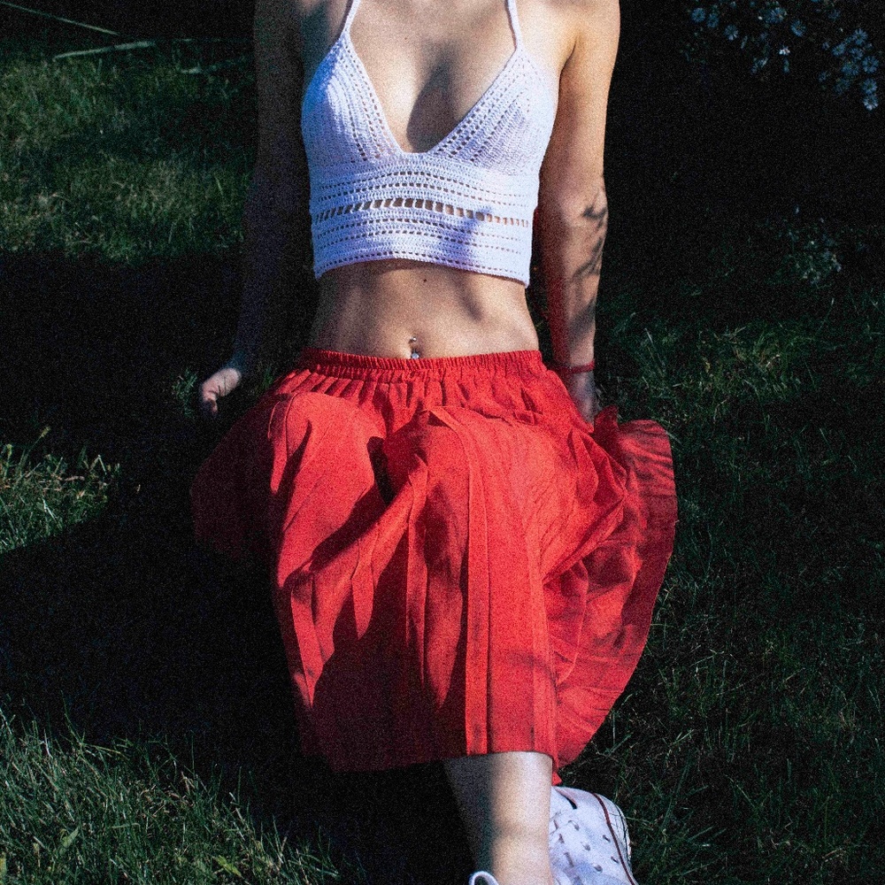 Handmade White Crochet Crop Top. Sexy open back.